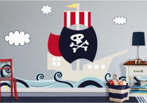 Pirate Ship Full Wall Mural the Stripe Basket and Furniture for Kids Pirate Room