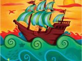 Pirate Ship Wall Mural Pirate Ship Canvas Reproduction Boys Room In 2019