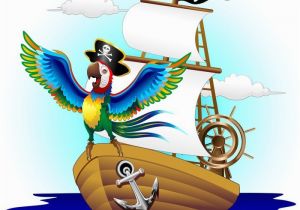Pirate Ship Wall Murals Pappagallo Su Nave Pirata Cartoon Pirate Macaw Parrot On Ship Wall