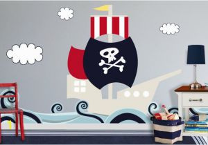 Pirate themed Wall Murals the Stripe Basket and Furniture for Kids Pirate Room