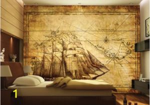 Pirate Wall Mural Wallpaper 3d Wall Mural Map Pirate Ship Treasure Map by Daculjashop On
