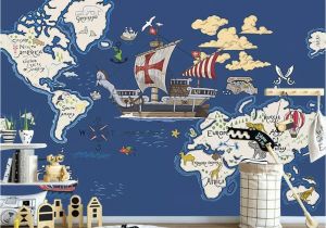 Pirate Wallpaper Murals Us $9 45 Off Beibehang Wallpaper Mural Hand Drawn Pirate Ship Map Cartoon Children Room Mural Decoration Background 3d Wallpaper Papier Peint In