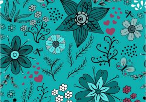 Pixers Wall Murals Reviews Floral Seamless Pattern On Turquoise Background Wall Mural Vinyl