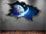 Planet Earth Wall Mural Earth with Shooting Meteorite3d Wall Sticker Decal Mural