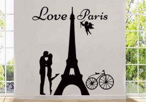 Plaster Of Paris Wall Murals New Design Angels Love Paris Wall Decals Lover Kissing and Bike Home