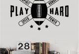 Play Ball Wall Mural Vinyl Wall Decal American Football Quote Ball Boy Room