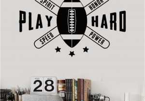 Play Ball Wall Mural Vinyl Wall Decal American Football Quote Ball Boy Room