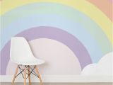 Playroom Wall Mural Ideas Kids Pastel Rainbow Wallpaper Mural