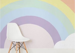Playroom Wall Mural Ideas Kids Pastel Rainbow Wallpaper Mural