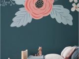 Playroom Wall Mural Ideas Rosa Blue Floral Wall Mural