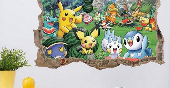 Pokemon Wall Mural Uk Removable Kids Bedroom Decor 3d Pokemon Wall Stickers Adhesive