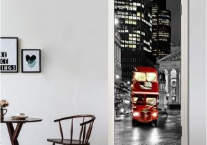 Porsche Wall Mural Retro Red Bus Wallpaper Black and White City Backdrop 3d Wall