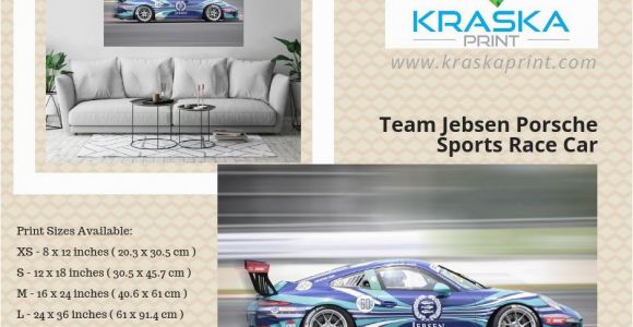 Porsche Wall Mural Team Jebsen Porsche Sports Race Car Art Print Wall Decor Poster