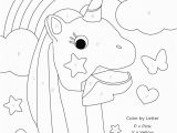 Preschool Coloring Pages Printable Unicorn Color by Letters Coloring Pages