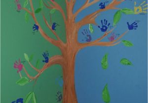 Preschool Murals for Walls Family Handprint Tree Wall Mural Ideas Pinterest