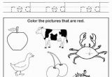 Preschool Pages to Color Color Red Worksheet