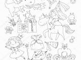 Princess Carriage Coloring Page Coloring Page for Book Cute Little Princess with Unicorn