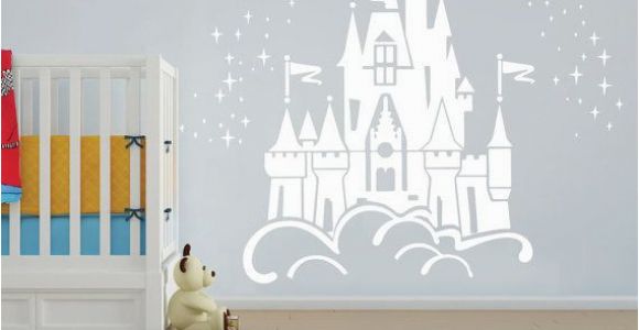 Princess Castle Wall Mural Floating Disney Fairy Castle Wall Sticker Vinyl Decal Wall