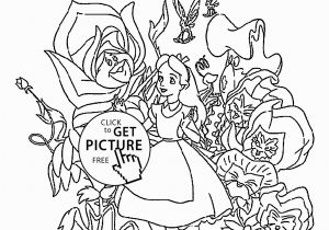 Printable Alice In Wonderland Coloring Pages Alice In Wonderland Coloring Pages Flowers for Kids