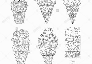 Printable Coloring Pages Ice Cream Zentangle Ice Cream Set for Coloring Book for Adult and