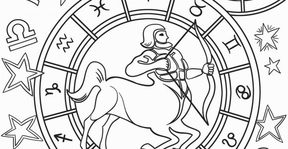 Printable Coloring Pages Zodiac Signs Sagittarius Zodiac Sign Coloring Page