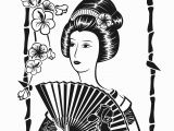 Printable Geisha Coloring Pages Free Coloring Page Coloring Adult Japan Geisha with Fan by Krystsina