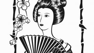 Printable Geisha Coloring Pages Free Coloring Page Coloring Adult Japan Geisha with Fan by Krystsina