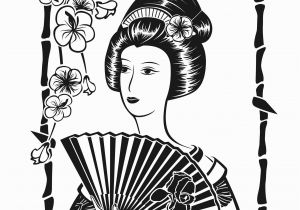 Printable Geisha Coloring Pages Free Coloring Page Coloring Adult Japan Geisha with Fan by Krystsina