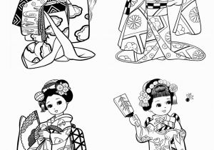 Printable Geisha Coloring Pages Free Coloring Page Coloring Little Japanese Child Style Drawing