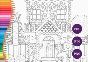 Printable Gingerbread House Coloring Pages Weihnachten Färbung Seiten Lebkuchenhaus Druckbare Malvorlagen Für Erwachsene Festliche Download Xmas Färbung Druck Färbung Winter