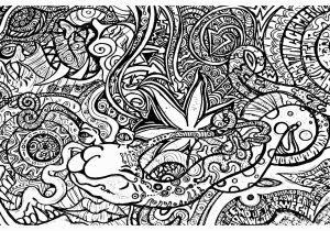 Printable Trippy Coloring Pages for Adults Strange Creature and Wacky Objects Psychedelic Adult