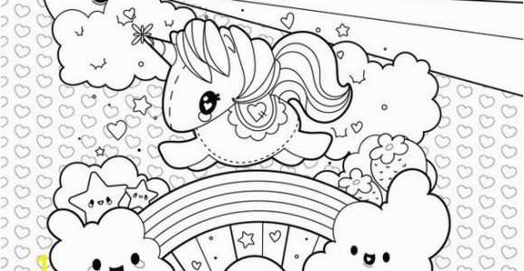 Printable Unicorn Rainbow Coloring Pages Cute Unicorn Clouds and Rainbow Coloring Page