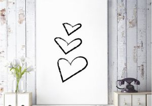 Printable Wall Murals Hearts Art Hearts Print Black and White Print Minimalist Poster