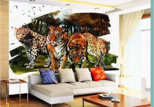 Projector for Wall Mural Beibehang Custom 3d Mural Jungle Watercolor Tiger Photo Wall Mural
