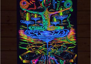 Psychedelic Wall Murals Psy Backdrop "antimaterial" Uv Blacklight Tapestry Glow Visionary