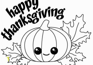 Pumpkin Fall Coloring Pages Happy Thanksgiving Kawaii Pumpkin with Fall Leaves