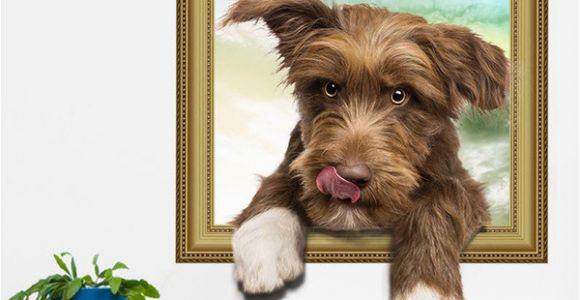 Puppy Dog Wall Murals Cute Dog Wall Stickers Vinyl Animal Wall Mural for Living Room Kids Room Home Decoration Wall Decal Stickers to Decorate Walls Stickers Wall From