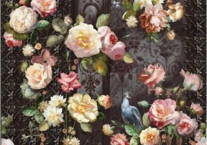 Purple and Pink Dark Floral Wall Mural Black Background Hand Painted Pink Rose Wallpaper northern