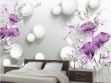 Purple Flower Wall Murals Custom Wallpaper 3d Stereo Circle Ball Purple Calla Flowers