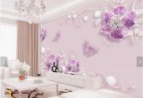 Purple Flower Wall Murals Pre 3d Papel De Parede Flor Roxa Borboleta Wall Mural Papel De