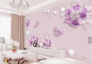 Purple Flower Wall Murals Pre 3d Papel De Parede Flor Roxa Borboleta Wall Mural Papel De