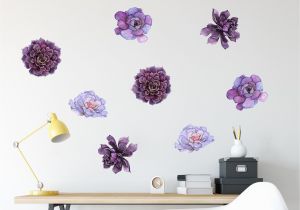 Purple Flower Wall Murals Pretty Purple Succulent Wall Decal 6" Sticker Set Girls Nursery Room