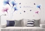 Purple Flower Wall Murals Purple Dream Flower Wall Stickers Living Room sofa Tv Wall