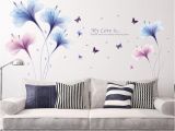 Purple Flower Wall Murals Purple Dream Flower Wall Stickers Living Room sofa Tv Wall