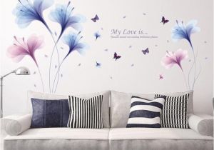 Purple Flower Wall Murals Purple Dream Flower Wall Stickers Living Room sofa Tv Wall