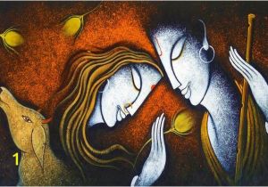 Radha Krishna Wall Murals Canvas Fabric Poster Custom Print Radha Krishna Painting Pjzk932 for