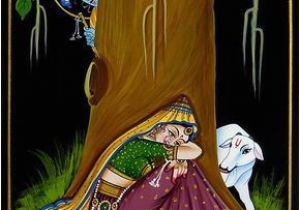 Radha Krishna Wall Murals Krishna Peeping at Radha Nirmal Painting On Wood In 2019