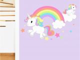 Rainbow Unicorn Wall Mural Rainbow Unicorn & Stars Mural Wall Sticker Girl S