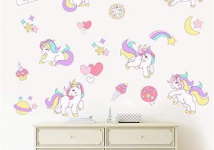 Rainbow Unicorn Wall Mural Runtoo Unicorn Wall Sticker Rainbow Stars Princess Wall Decal Art Girls Bedroom Baby Nursery Kids Room Wall Decor