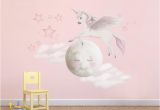 Rainbow Unicorn Wall Mural Unicorn Decals Rainbow Decal Unicorn Wall Stickers Pegasus Decal Unicorn Wall Stickers Unicorn Wall Mural Moon Decals Cloud Decals